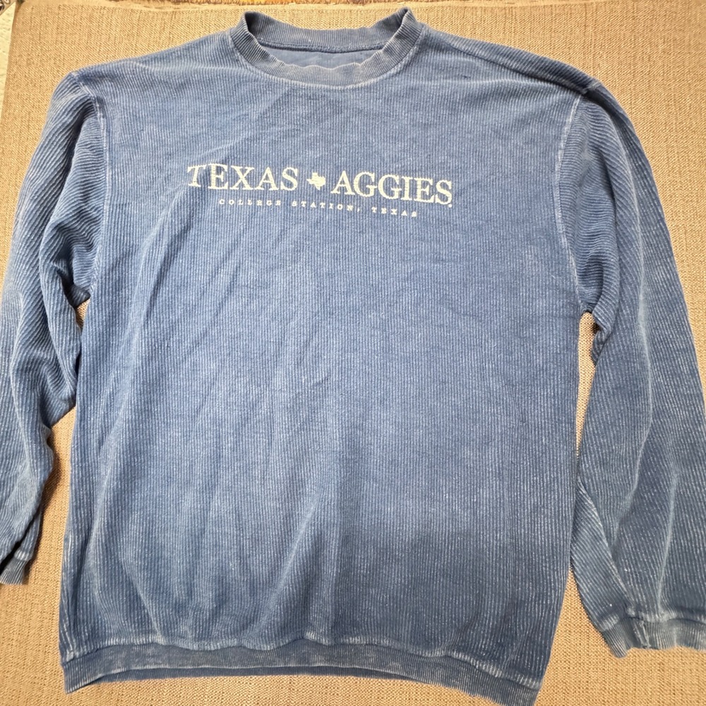 Texas Aggies College Station Blue Corded Sweatshirt Mens Medium Pullover